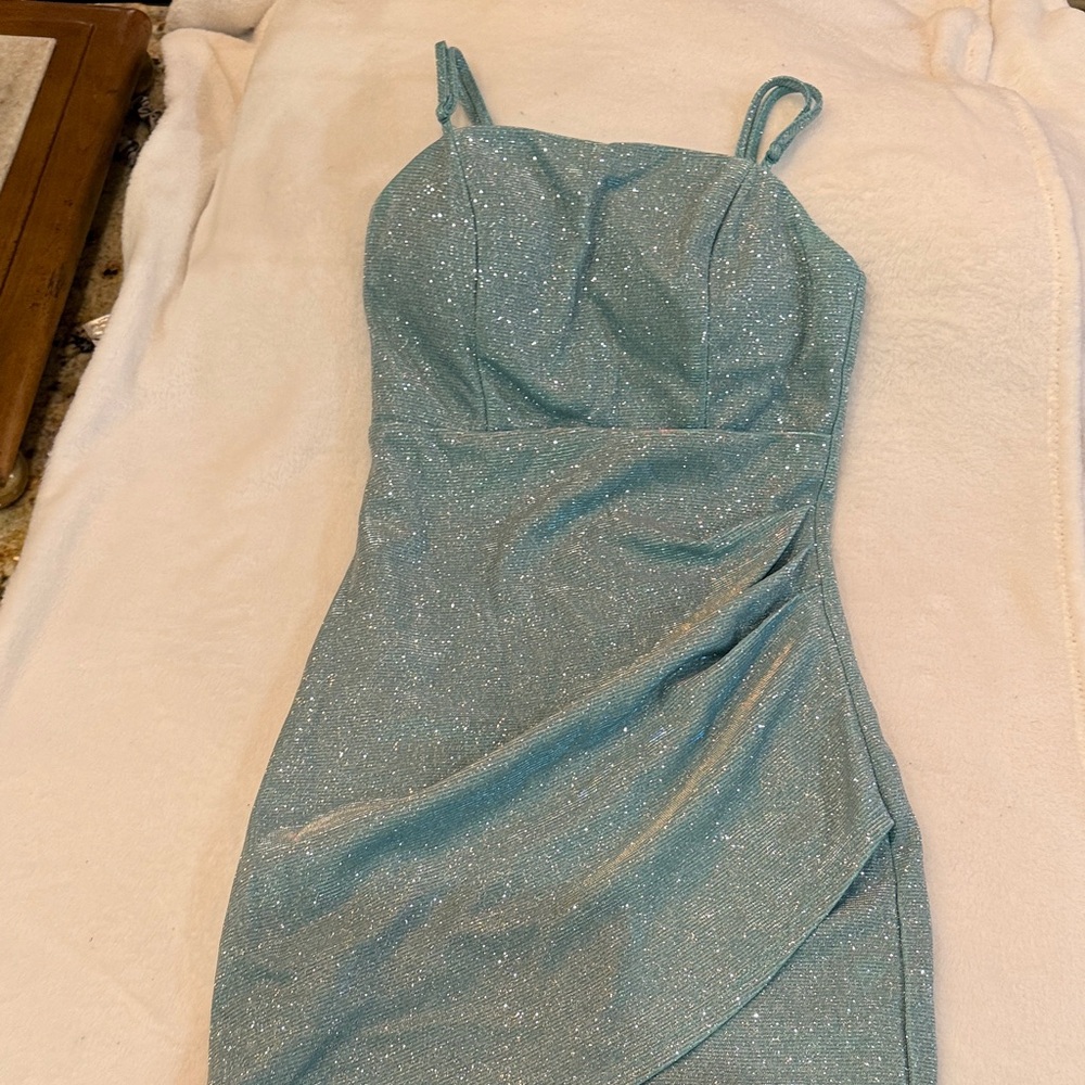 Sparkling Teal Mini Dress